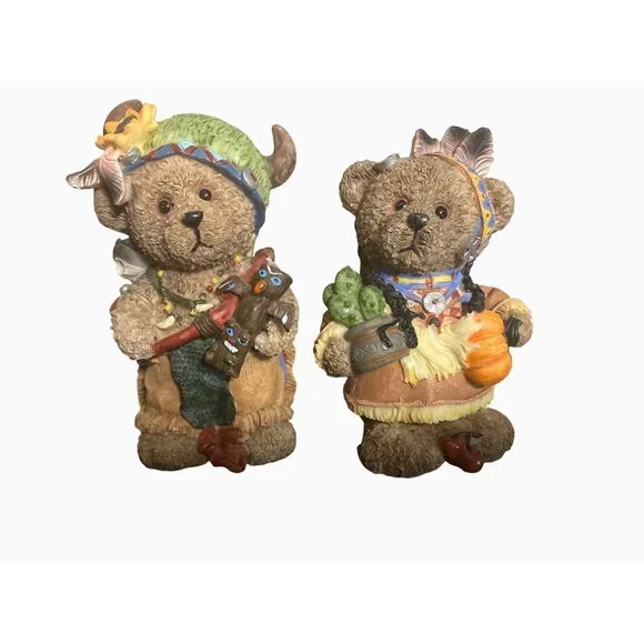 Thanksgiving Bears Autumn Harvest Decorative Collectible Figurine Set - Picture 2 of 13